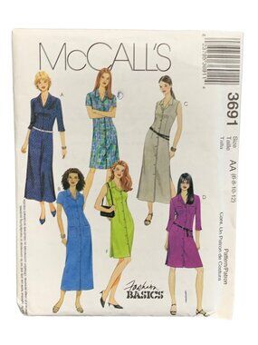 McCalls Pattern 3691 Dress Size 6-8-10-12 Fashion Basics Uncut